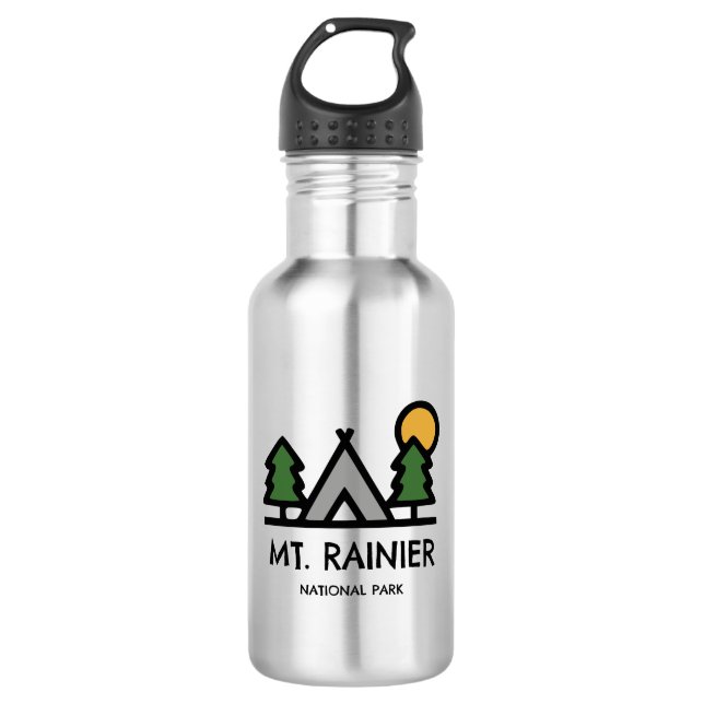 Mt. Rainier National Park Stainless Steel Water Bottle (Front)