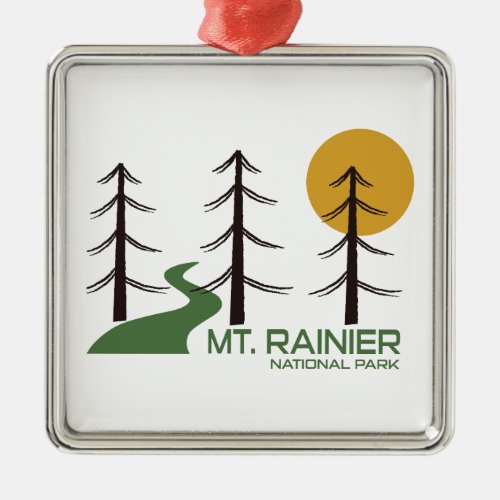 Mt Rainier National Park Trail Metal Ornament