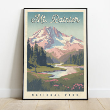 Mt. Rainier National Park Travel Poster 18x24 by thepixelprojekt at Zazzle
