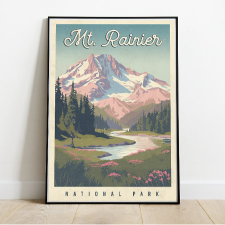 Mt. Rainier National Park Travel Poster 18x24