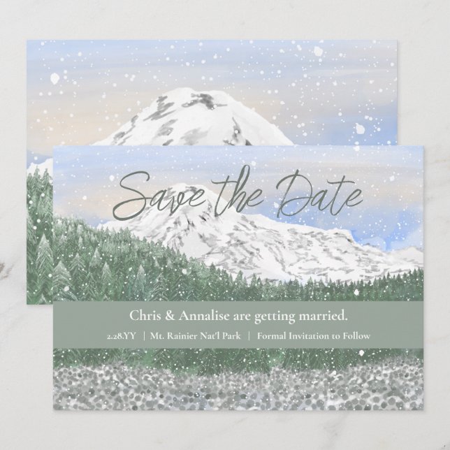 Mt Rainier National Park Wedding Save the Date (Front/Back)