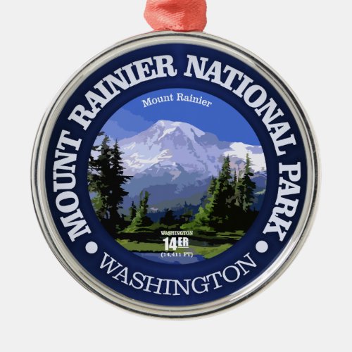 Mt Rainier NP Metal Ornament