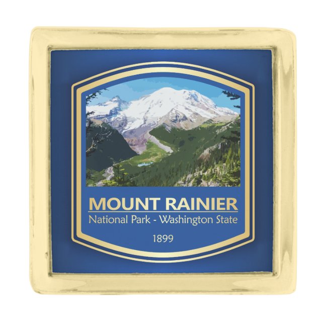 Mt Rainier NP (PF1) Gold Finish Lapel Pin (Front)