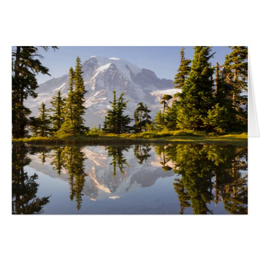 Mt. Rainier reflected in a tarn near Plummer Peak Cards (Front Horizontal)