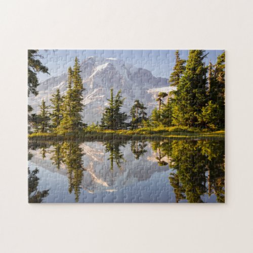 Mt Rainier reflected in a tarn near Plummer Peak Jigsaw Puzzle