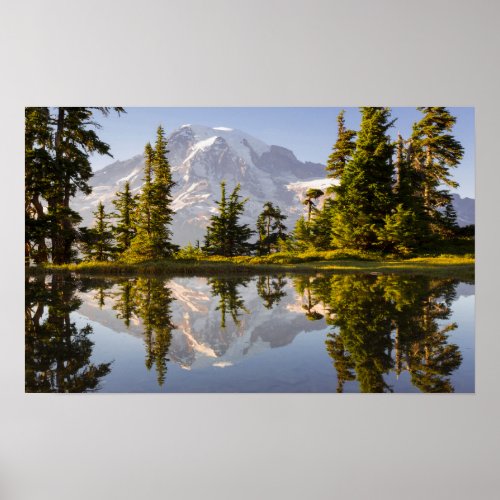 Mt Rainier reflected in a tarn near Plummer Peak Poster