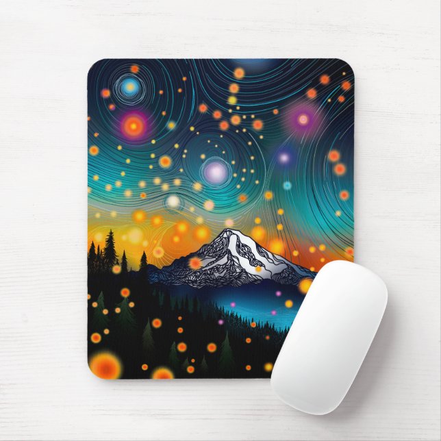 Mt. Rainier Starry Sky Mouse Pad (With Mouse)