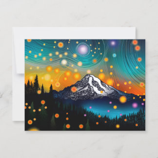 Mt. Rainier Starry Sky Postcard