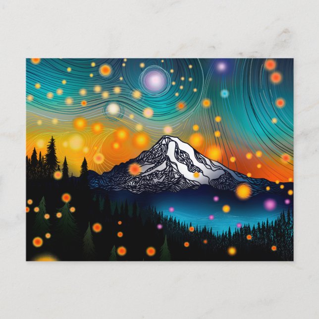 Mt. Rainier Starry Sky Postcard (Front)
