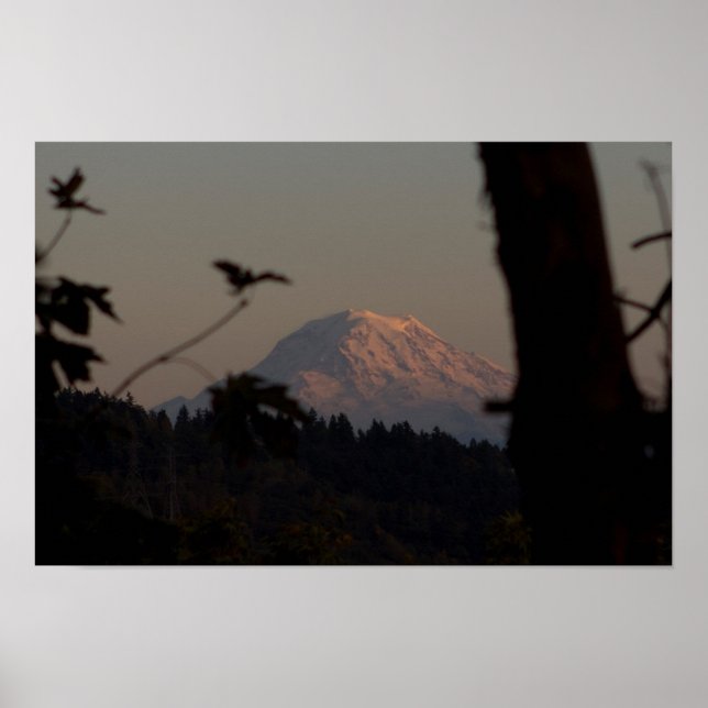 Mt. Rainier Sunset, Tacoma, WA Poster (Front)