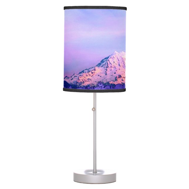 Mt. Rainier Vivid Sunset Table Lamp (Front)