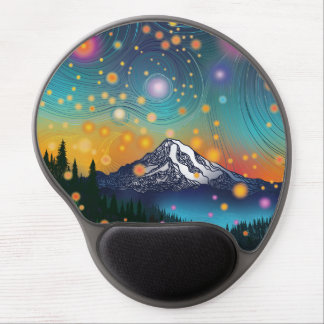 Mt. Rainier w Evening Starry Sky and Fireflies Gel Mouse Pad