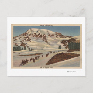 Mt. Rainier, WA - Men on Horseback on Skyline Postcard