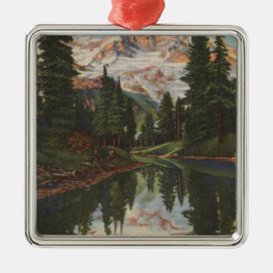 Mt. Rainier, WA - Mirror Lake with Mt. Reflectio Metal Ornament