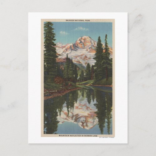 Mt Rainier WA _ Mirror Lake with Mt Reflection Postcard