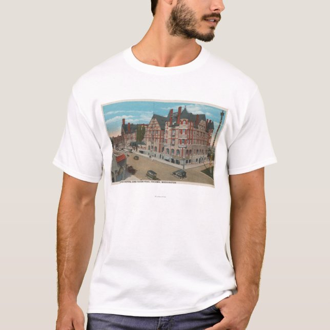 Mt. Rainier, WA - View of the Tacoma Hotel & T-Shirt (Front)