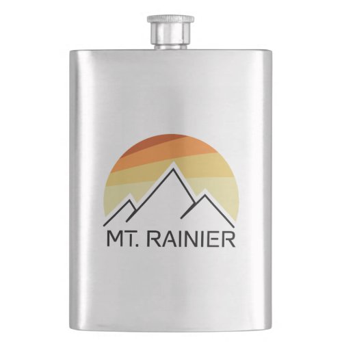 Mt Rainier Washington Retro Flask