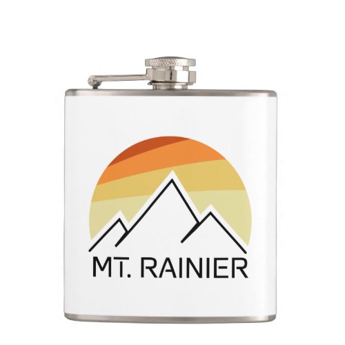 Mt Rainier Washington Retro Flask