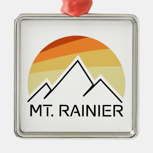 Mt Rainier Washington Retro Metal Ornament