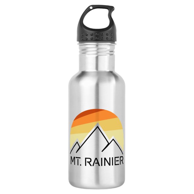 Mt. Rainier Washington Retro Stainless Steel Water Bottle (Front)