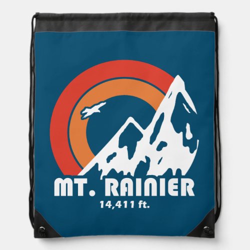 Mt Rainier Washington Sun Eagle Drawstring Bag