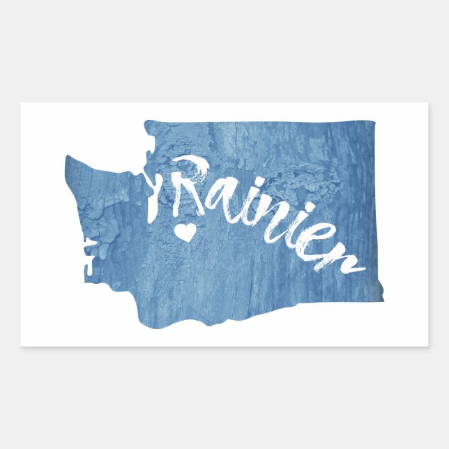 Mt. Rainier Washington Wood Grain Rectangular Sticker (Front)