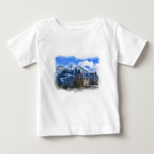 Mt Rundle and Famous Hotel Banff Alta Canada Baby T_Shirt