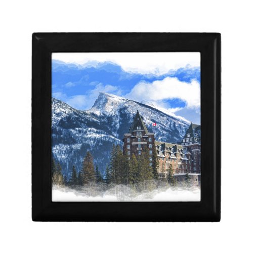 Mt Rundle and Famous Hotel Banff Alta Canada Keepsake Box