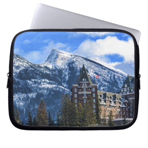 Mt Rundle and Famous Hotel Banff Alta Canada Laptop Sleeve