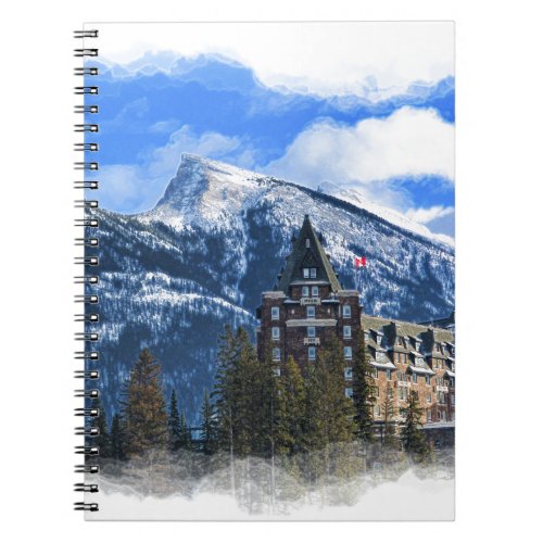Mt Rundle and Famous Hotel Banff Alta Canada Notebook