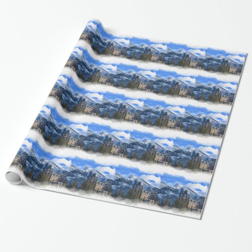 Mt Rundle and Famous Hotel Banff Alta Canada Wrapping Paper