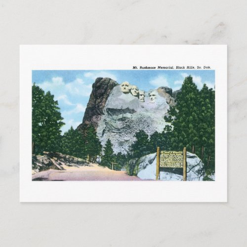 Mt Rushmore Black Hills South Dakota Postcard