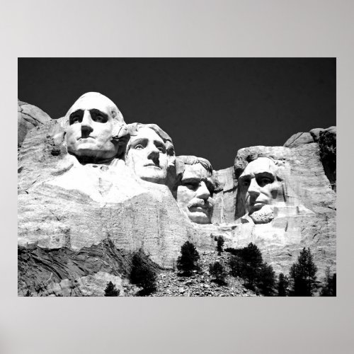 MT Rushmore Poster BW Poster