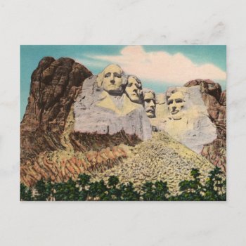 Mt. Rushmore Vintage Postcard by vintageamerican at Zazzle