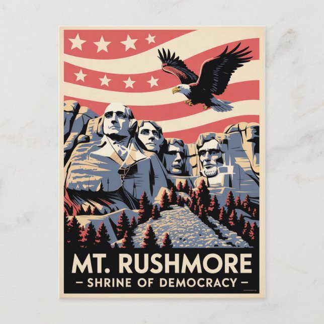 Mt. Rushmore Vintage Travel Poster Postcard (Front)