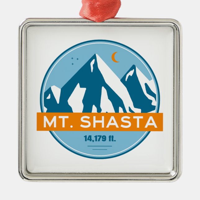 Mt. Shasta California Stars Moon Metal Ornament (Front)