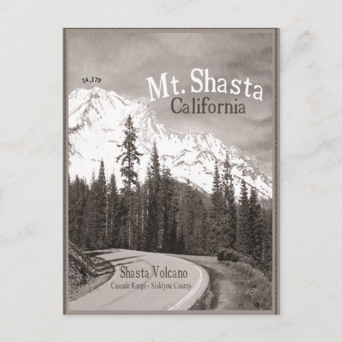 Mt Shasta Volcano Siskiyou Cascade mountain range Postcard