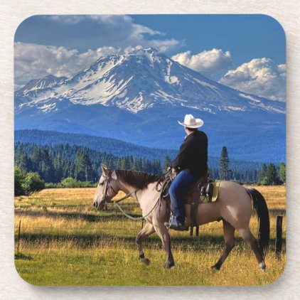 MT SHASTA WITH HORSE AND RIDER BEVERAGE COASTER