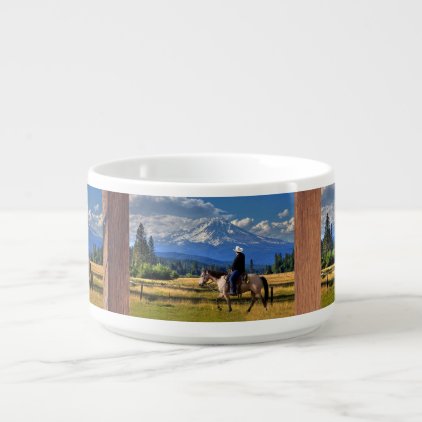 MT SHASTA WITH HORSE AND RIDER BOWL