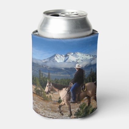 MT SHASTA WITH HORSE AND RIDER CAN COOLER