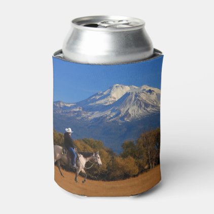 MT SHASTA WITH HORSE AND RIDER CAN COOLER