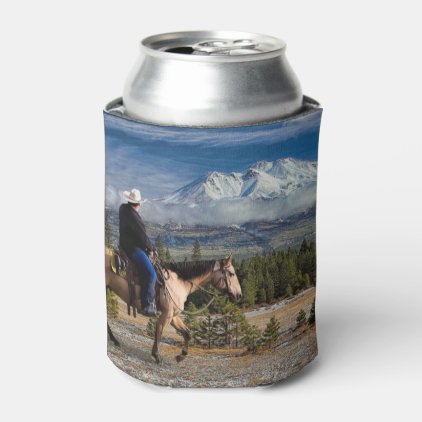 MT SHASTA WITH HORSE AND RIDER CAN COOLER