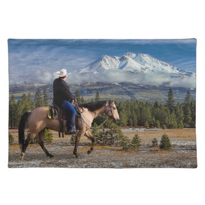 MT SHASTA WITH HORSE AND RIDER CLOTH PLACEMAT