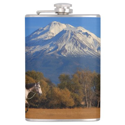 MT SHASTA WITH HORSE AND RIDER FLASK