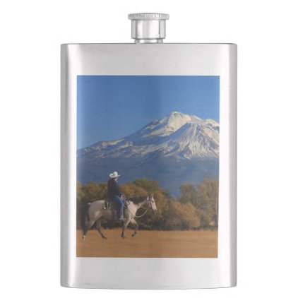 MT SHASTA WITH HORSE AND RIDER FLASK