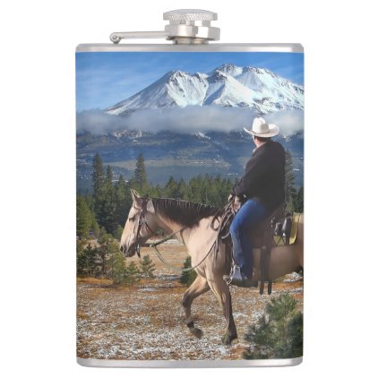 MT SHASTA WITH HORSE AND RIDER FLASK