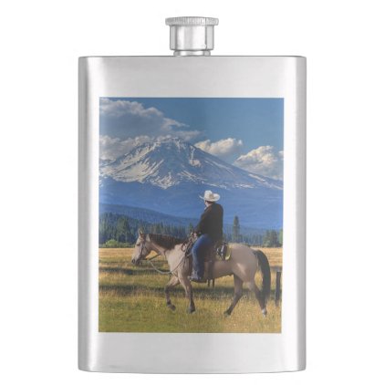 MT SHASTA WITH HORSE AND RIDER FLASK