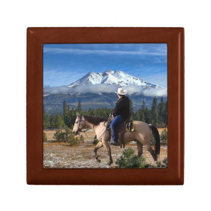 MT SHASTA WITH HORSE AND RIDER JEWELRY BOX
