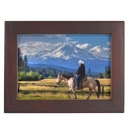 MT SHASTA WITH HORSE AND RIDER MEMORY BOX