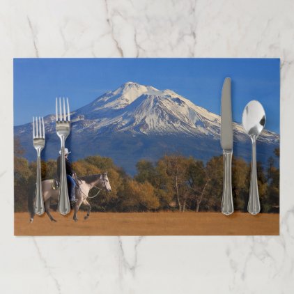 MT SHASTA WITH HORSE AND RIDER PAPER PLACEMAT
